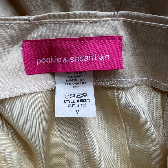 Pookie & Sebastian Beige Strapless Raw Silk Cocktail Dress Size Medium - Picture 5 of 6